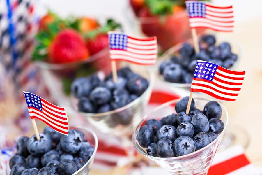 Variety of desserts on the table for July 4th party.