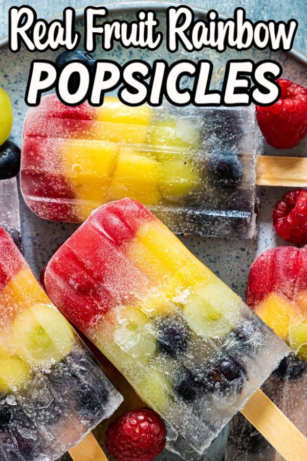 Real Fruit Rainbow Popsicle Recipe Pin