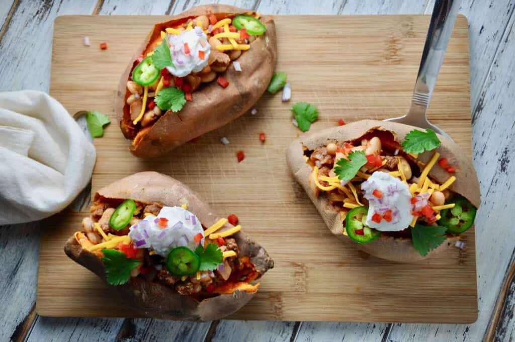 Chili Loaded Bake Potatoes