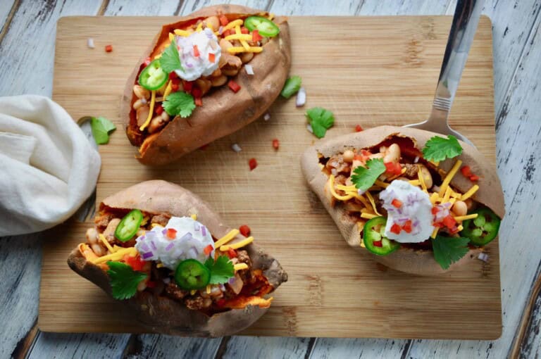 Chili Loaded Bake Potatoes