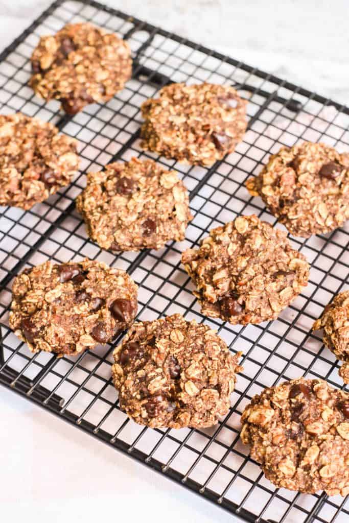 Banana Bread Cookies on a wire cooling rack.