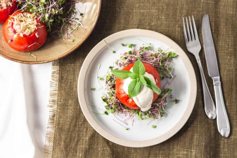 Stuffed Tomatoes with Cashew Cream Sauce