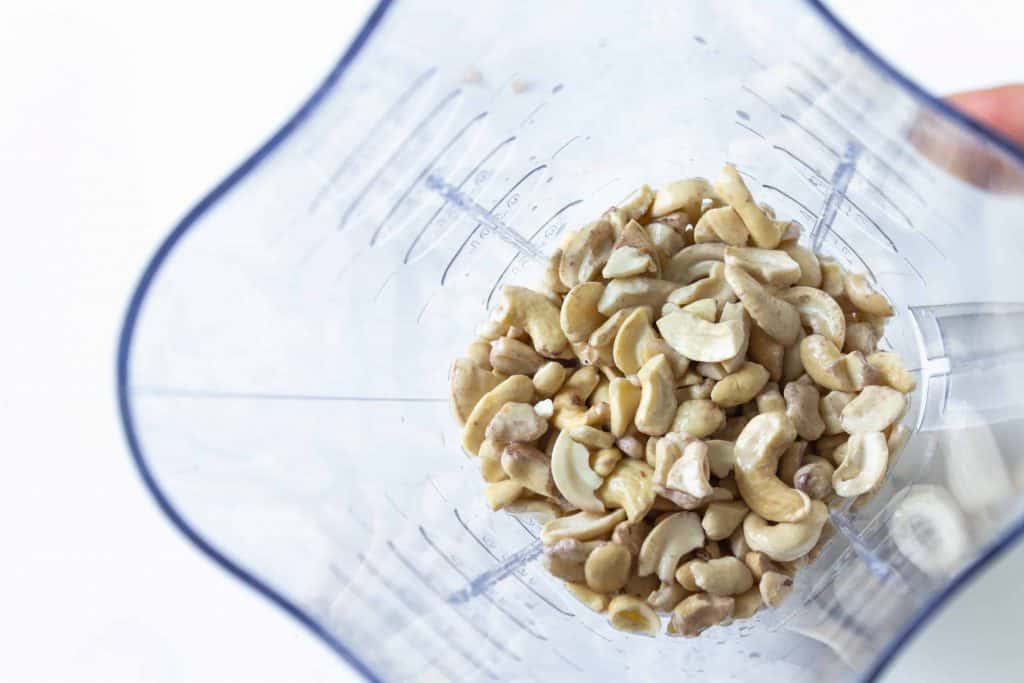 cashews in a blender.