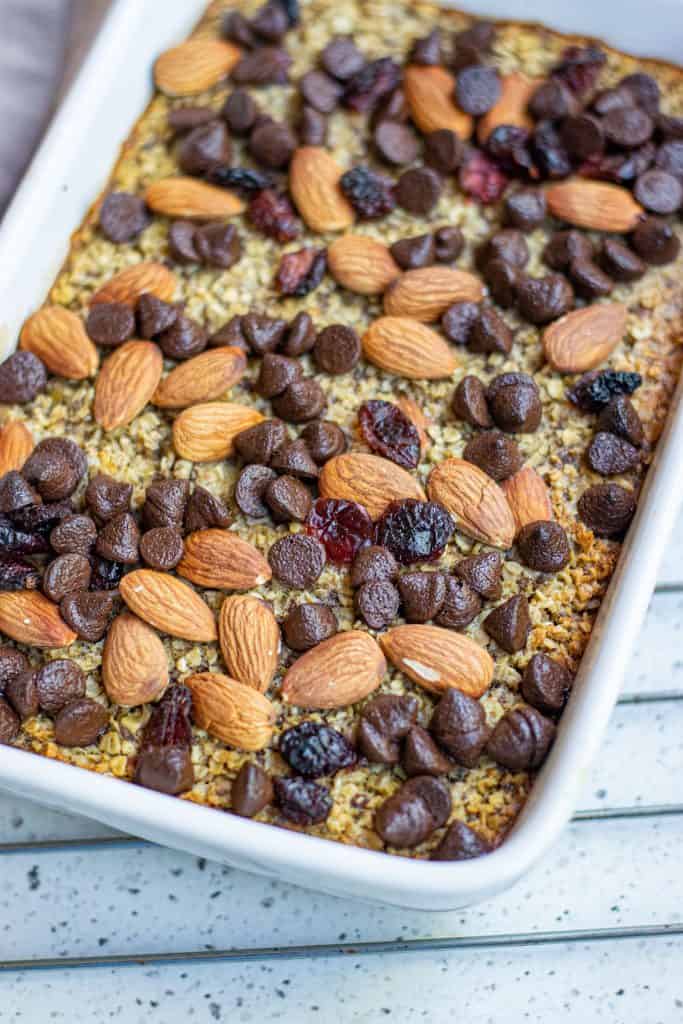Vegan Baked Oatmeal hot out of the oven!