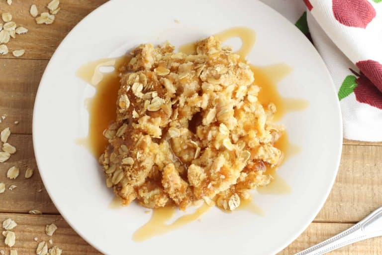 Overhead shot of apple dump cake.