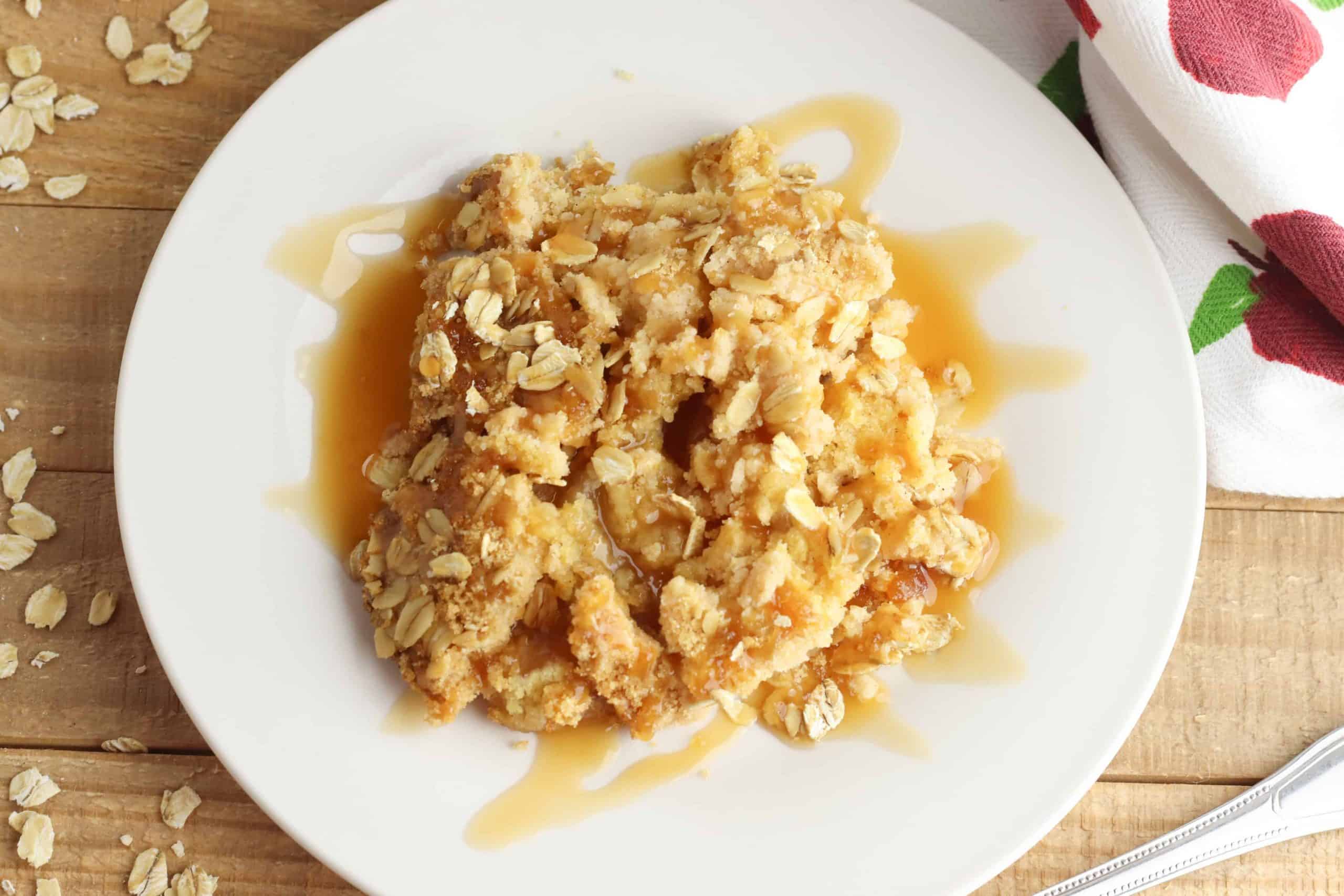Overhead shot of apple dump cake.