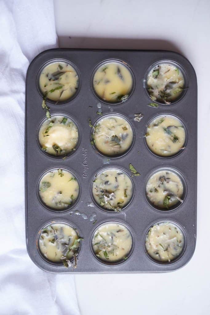 Italian Herbs in Frozen Butter in a mini muffin tin