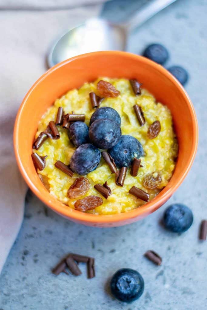 Overhead view of pumpkin oatmeal