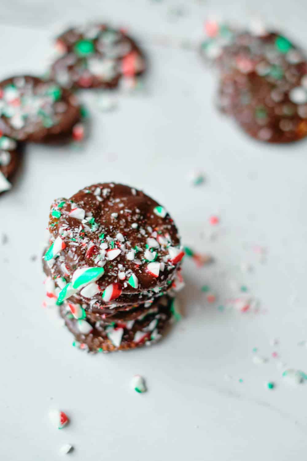 Chocolate Dipped Crackers With Peppermint Candy