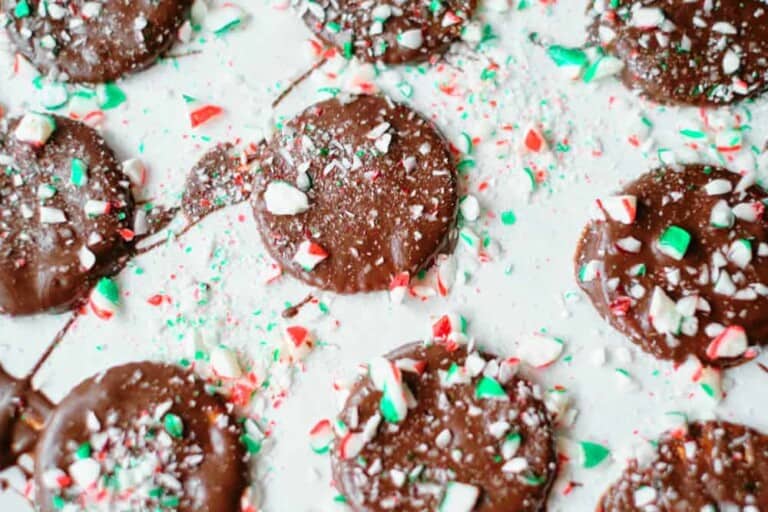 Chocolate Dipped Crackers With Peppermint Candy