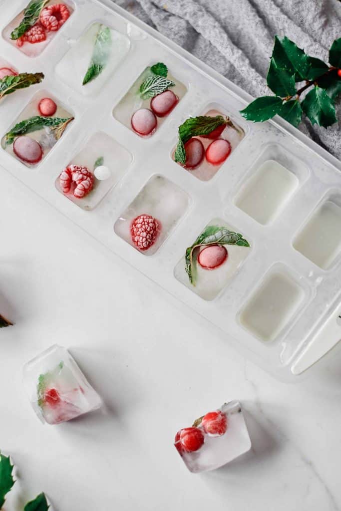 Holiday Ice Cubes in tray and out of tray.