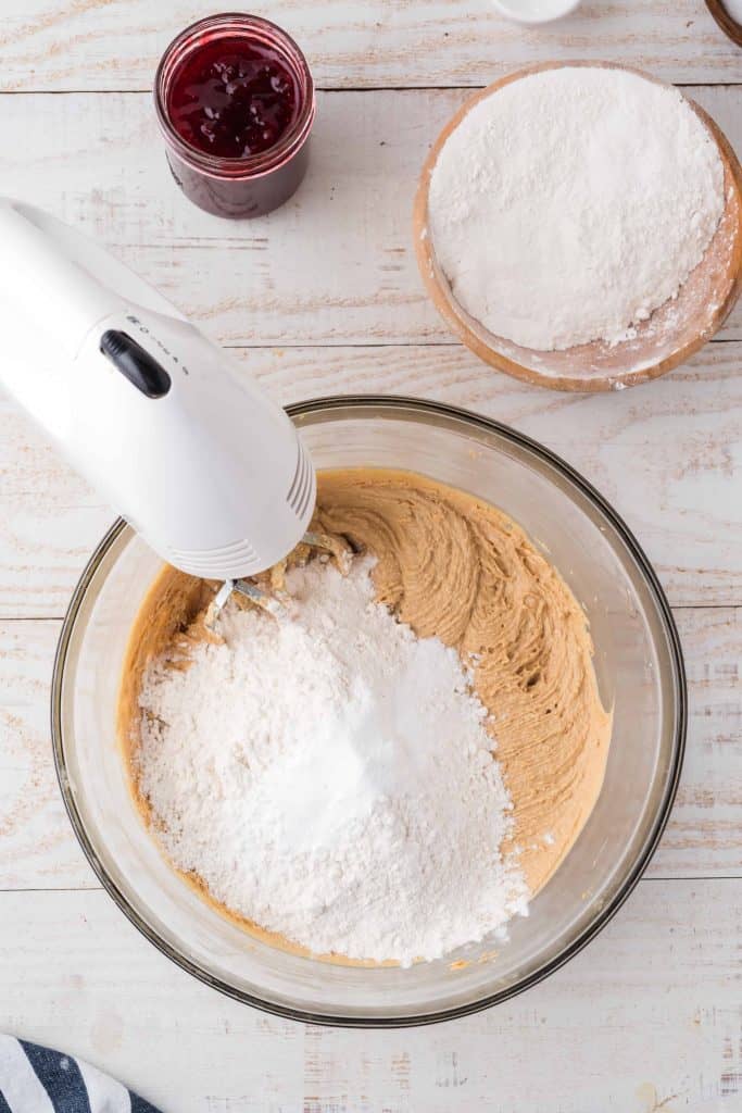 flour on top of cookie dough.