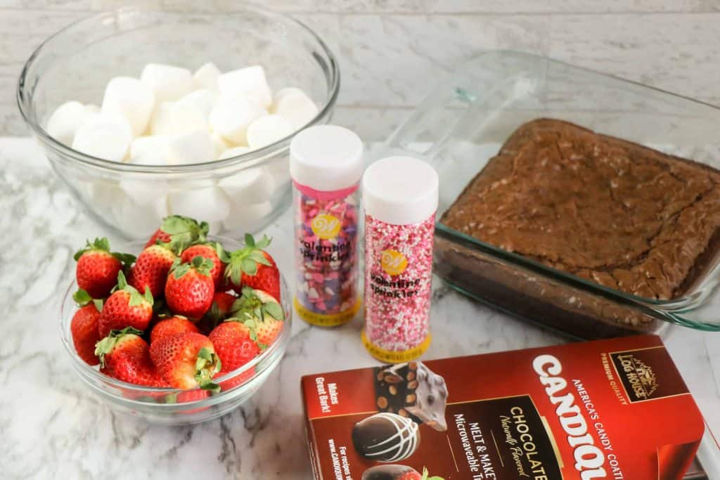Ingredients for brownie kabobs recipe.