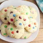 Overhead view of cookies with mini m & m's