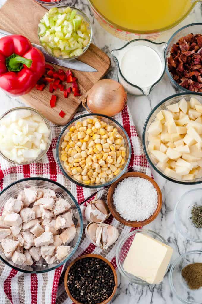 Ingredients needed to make Chicken Corn Chowder