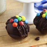 Closeup of Chocolate Ball with mini colored candies on top