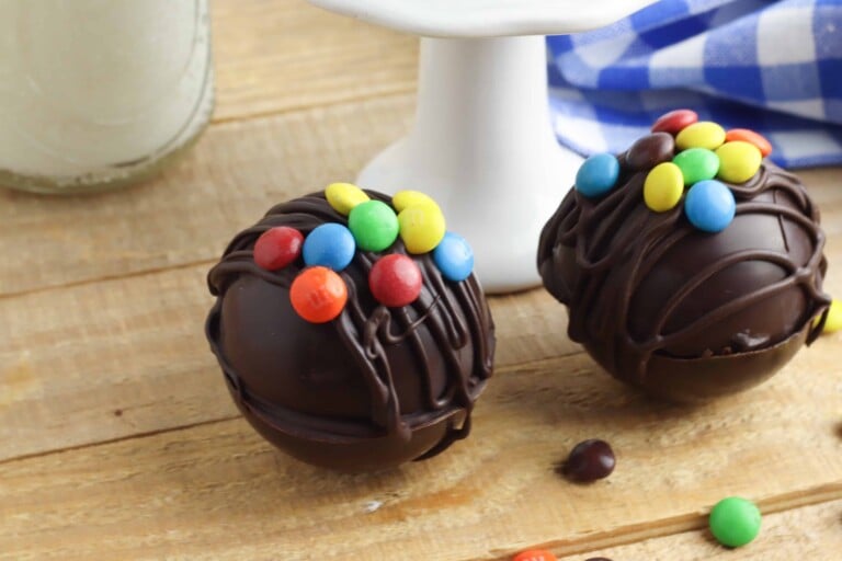 Closeup of Chocolate Ball with mini colored candies on top