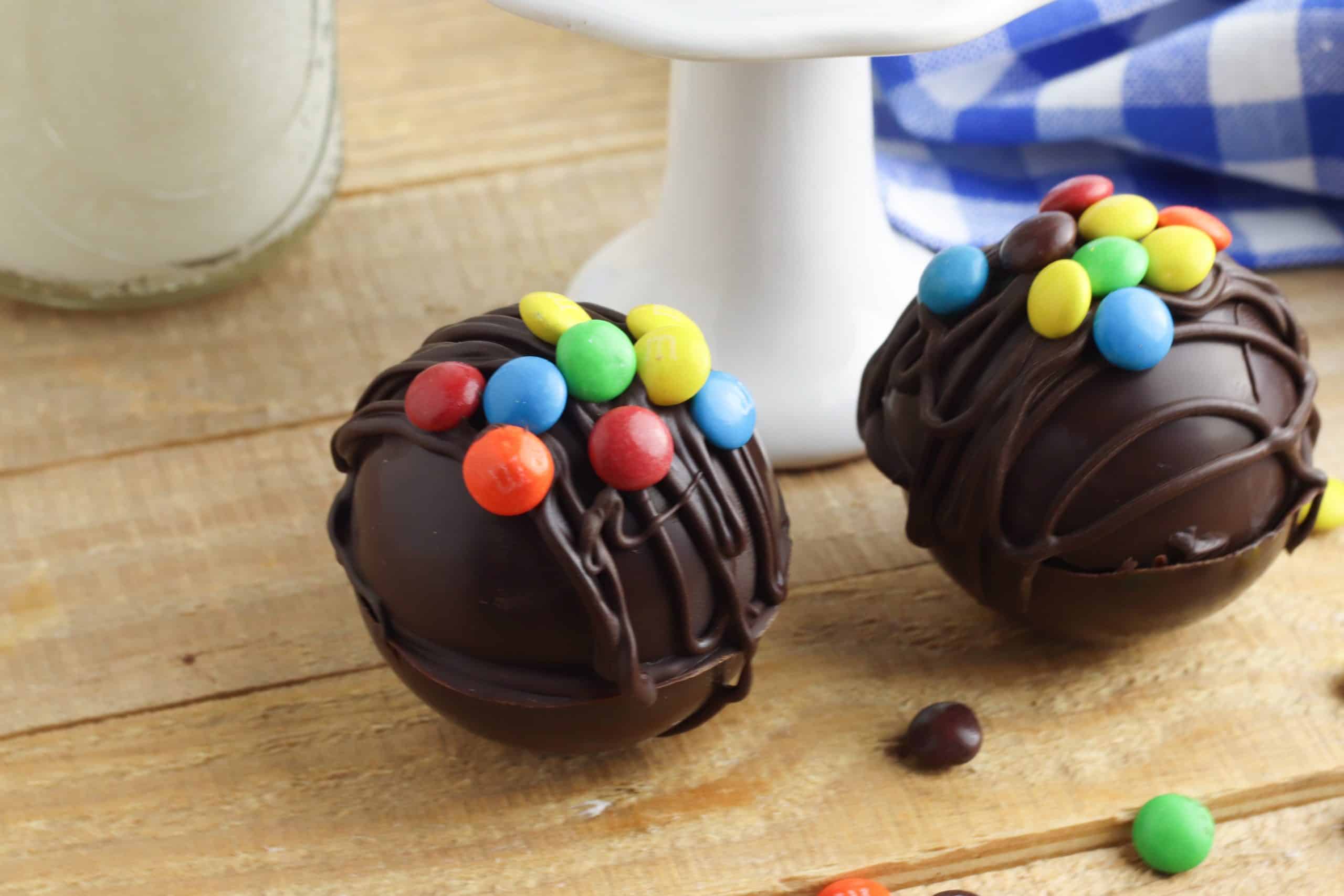 Closeup of Chocolate Ball with mini colored candies on top