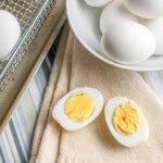 Hard boiled egg cut in half.