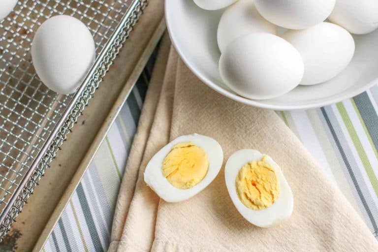 Hard boiled egg cut in half.