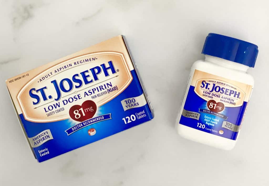 Overhead photo of St. Joseph's Low Dose Aspirin.