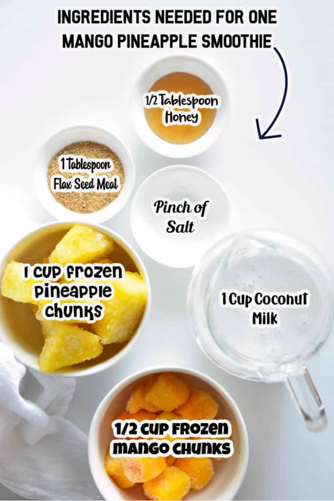 Ingredients for Mango Pineapple Smoothie