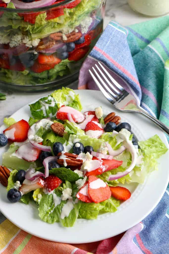 Closeup of Layered Blueberry Salad
