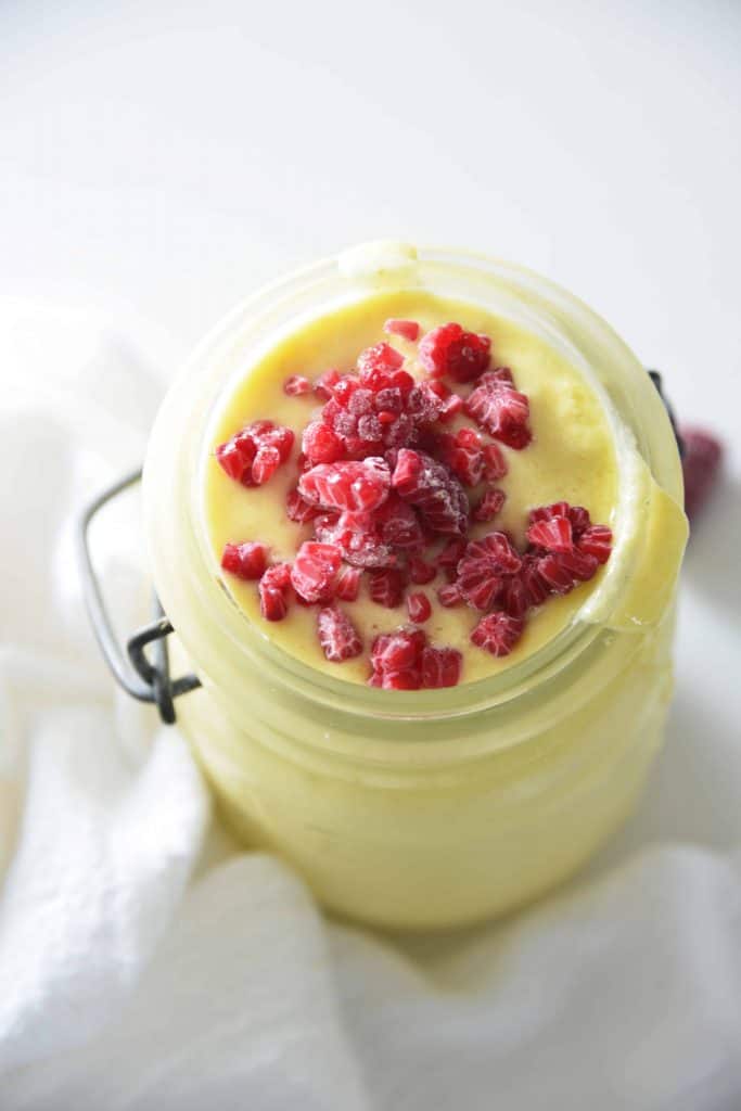 Overhead view of Mango Pineapple Smoothie