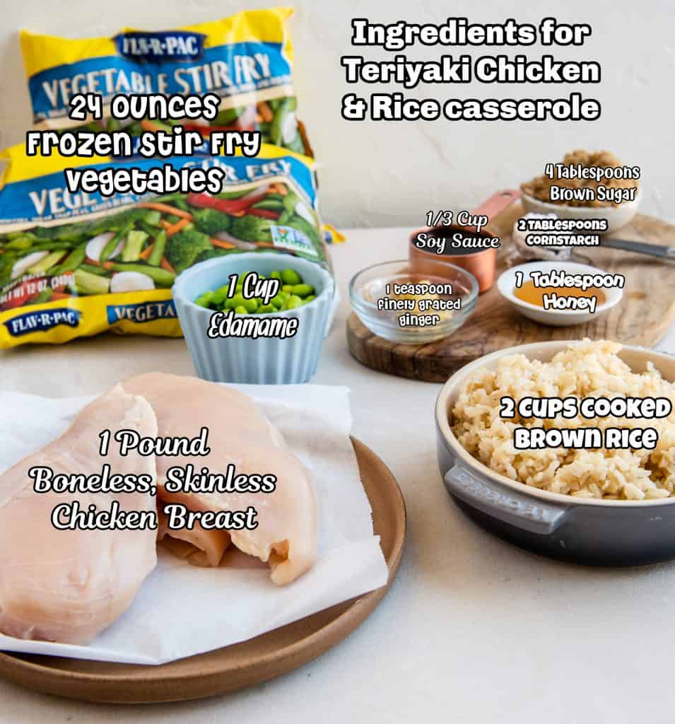 Ingredients for Teriyaki Chicken Casserole
