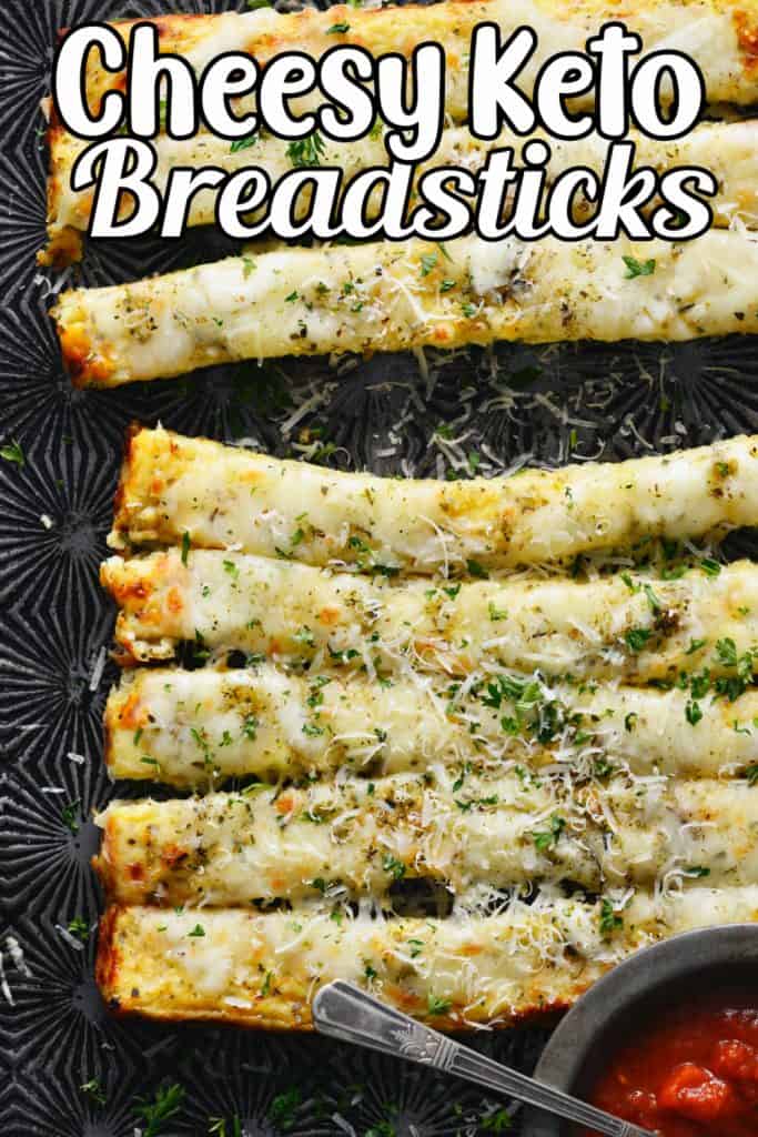 Cheesy Keto Breadsticks Recipe Pin