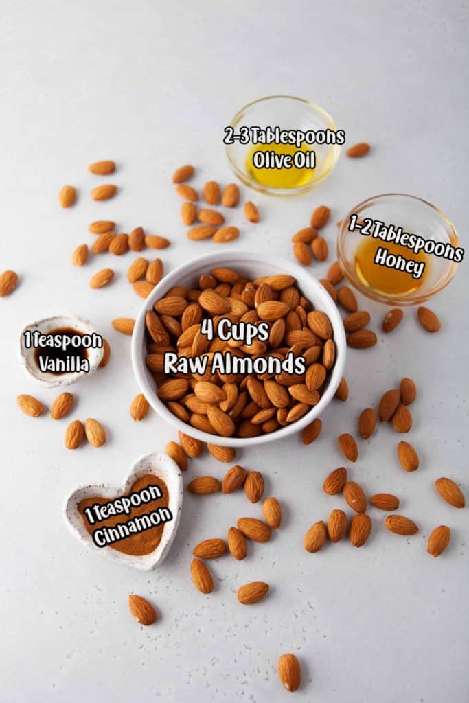 Ingredients for all natural almond butter