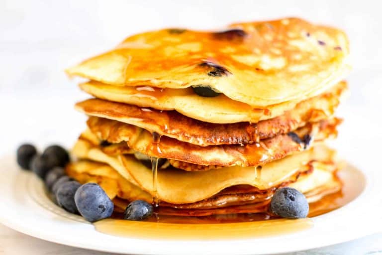 Stack of Keto Blueberry Pancakes