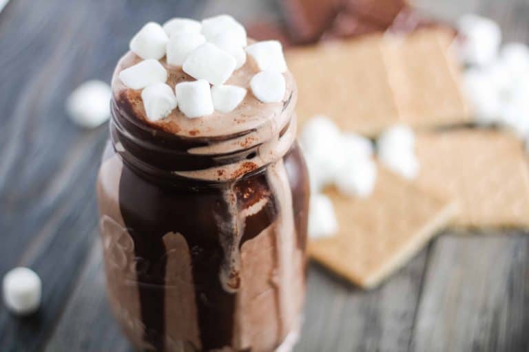 Chocolate marshmallow smores drink.