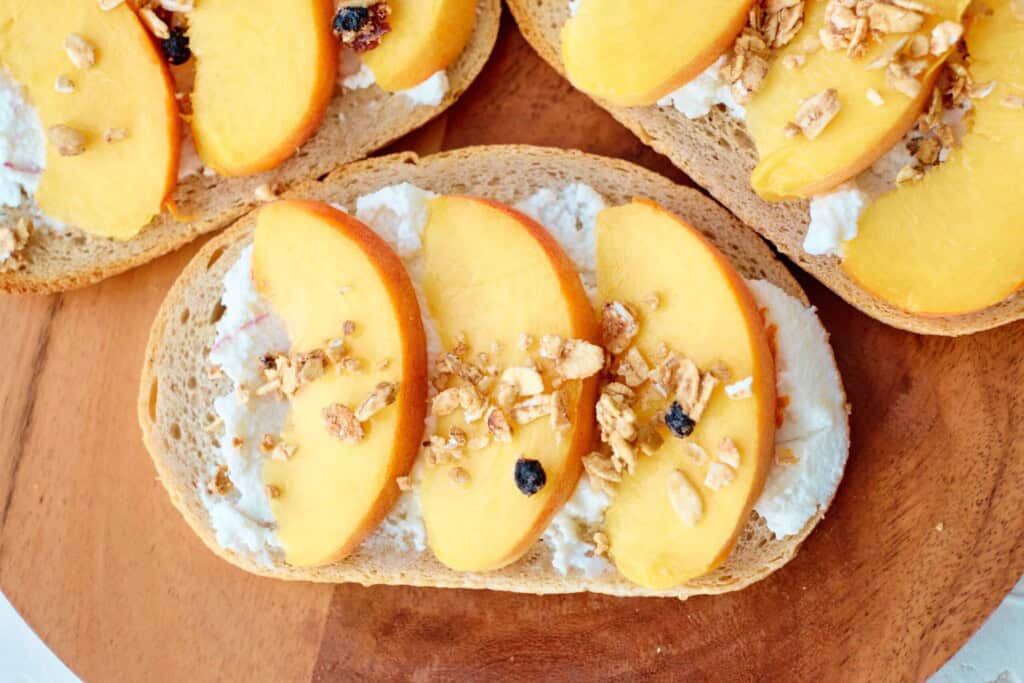 Overhead view of peach bread