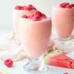 Watermelon Raspberry Milkshake in a glass.