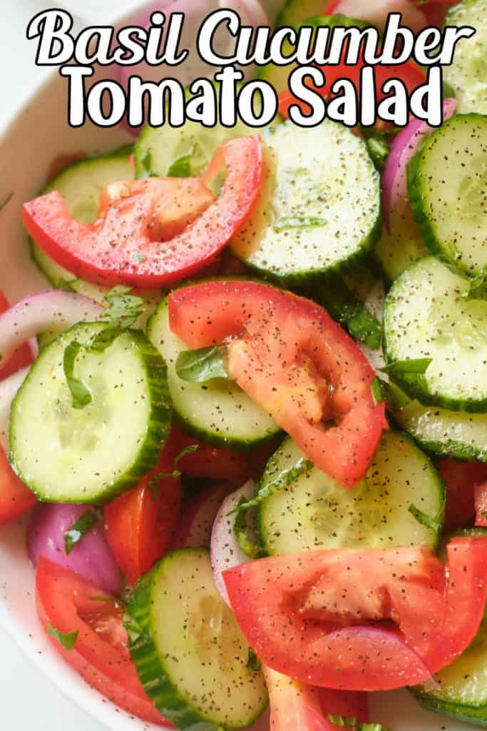 Basil Cucumber Tomato Salad Pin