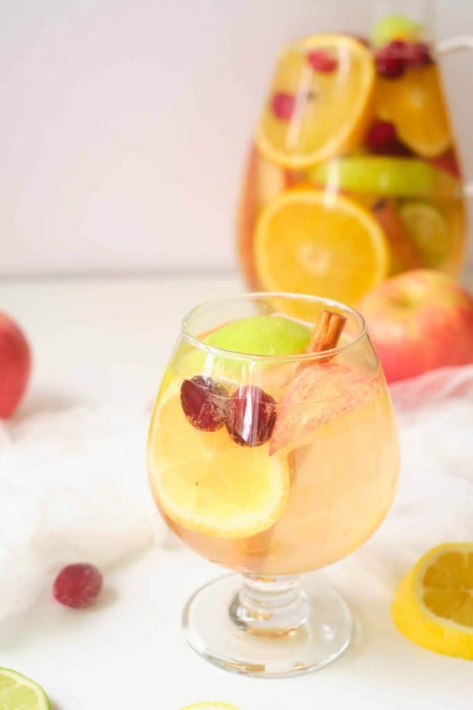 Glass of white sangria.
