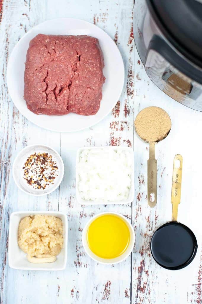 Ingredients for Korean Beef in the Instant Pot.