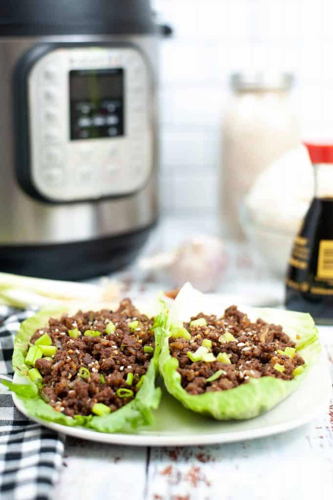 Lettuce wraps in front of Instant Pot.
