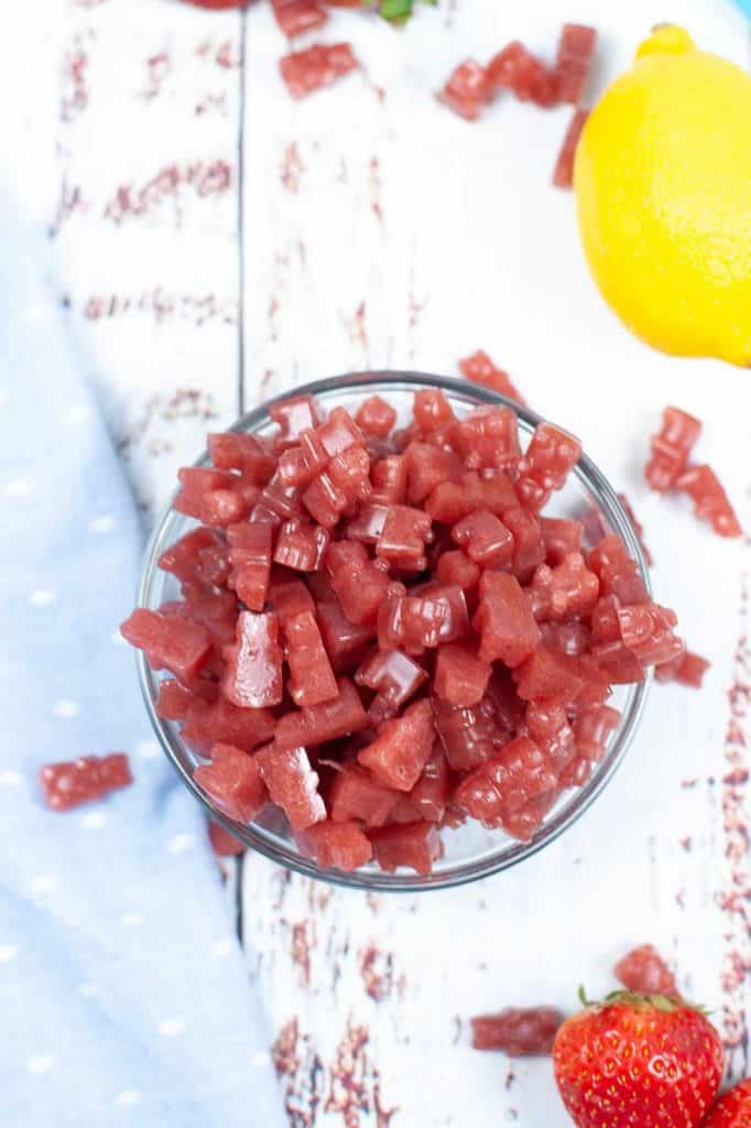 Overhead view of healthy gummy bears without sugar.