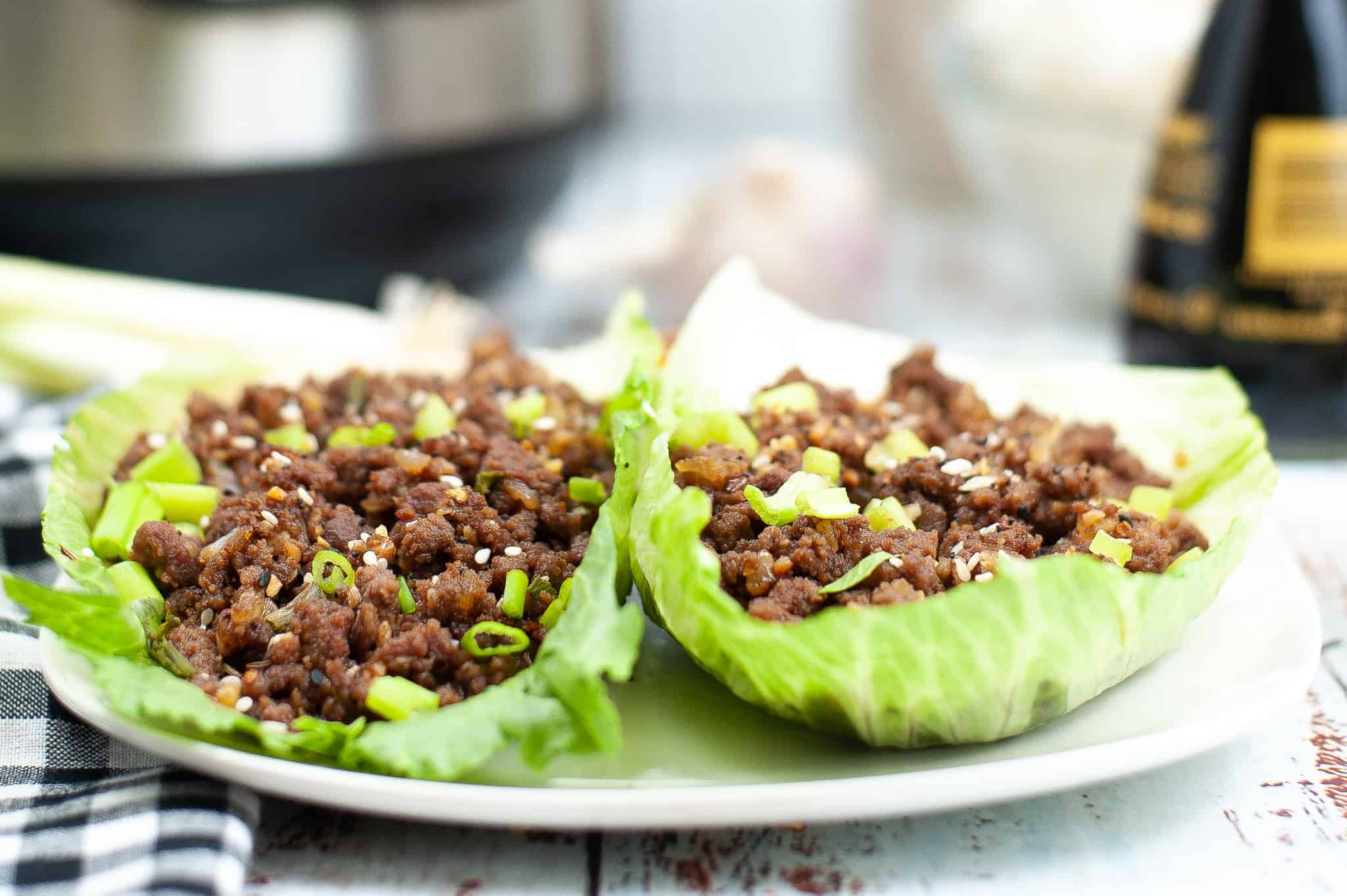 Head on view of Korean Beef Lettuce Wraps