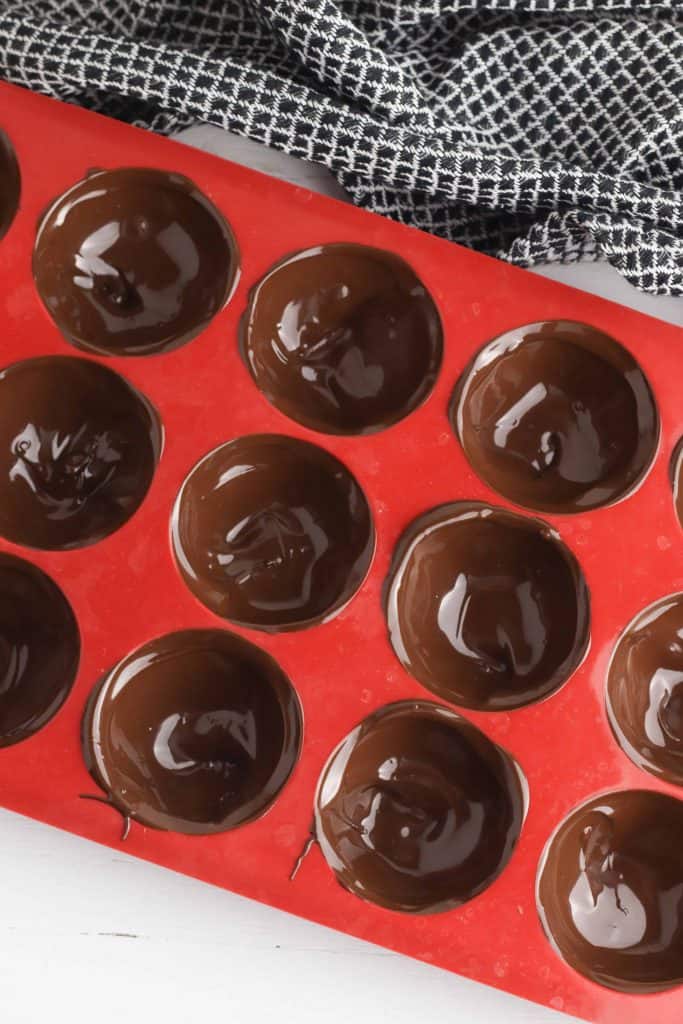 Chocolate in a sphere mold.