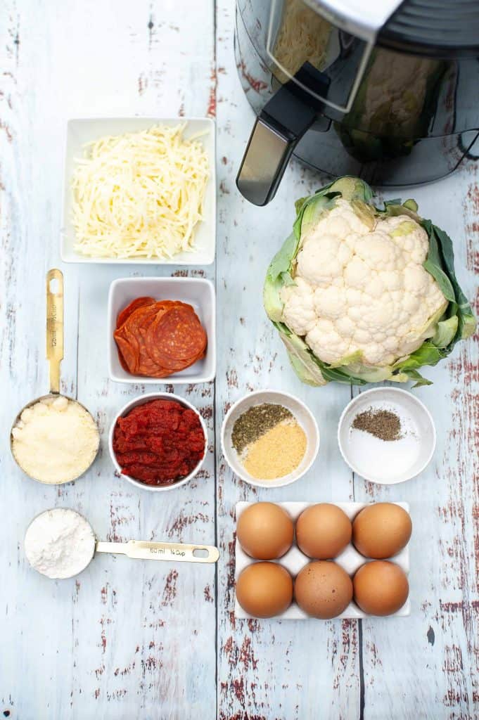 Ingredients for Pepperoni Cauliflower Pizza Bites
