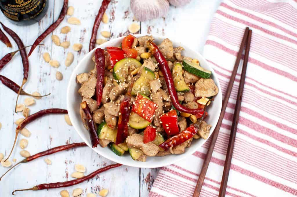 Overhead view of Kung Pao Chicken