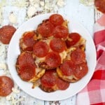 Overhead view of cauliflower pizza bites.