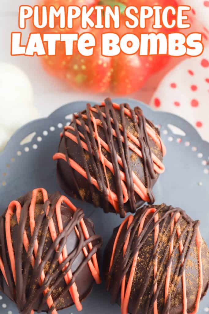 Overhead view of 3 pumpkin spice latte bombs.