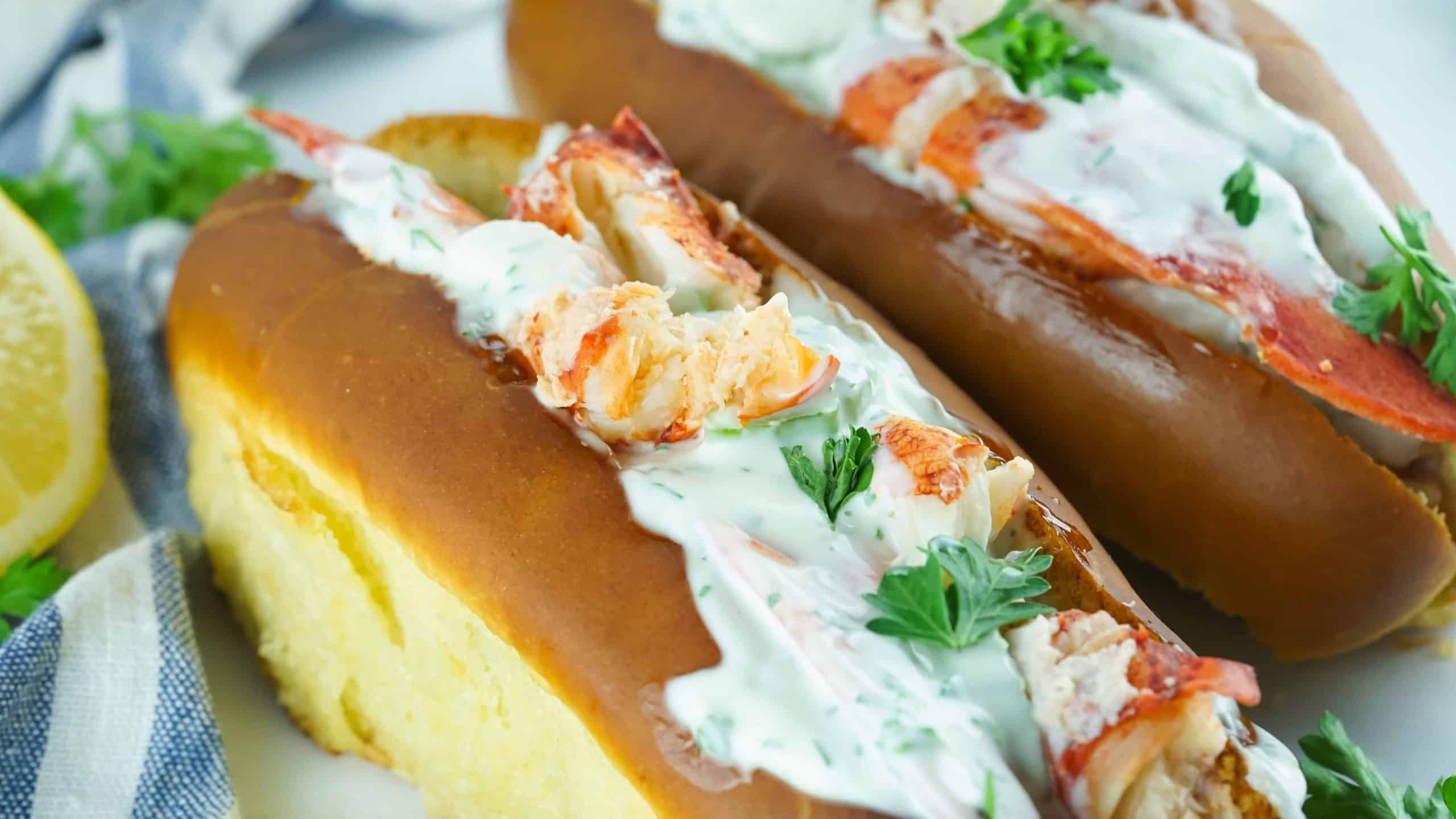 Closeup of 2 Maine Lobster Rolls