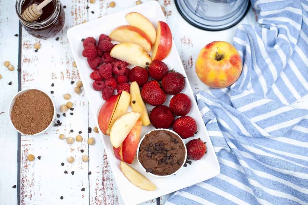 Overhead view of dessert hummus.