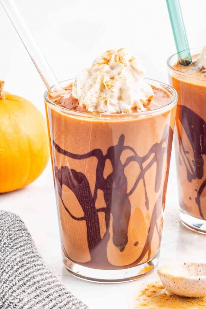 Closeup of Chocolate Pumpkin Milkshake