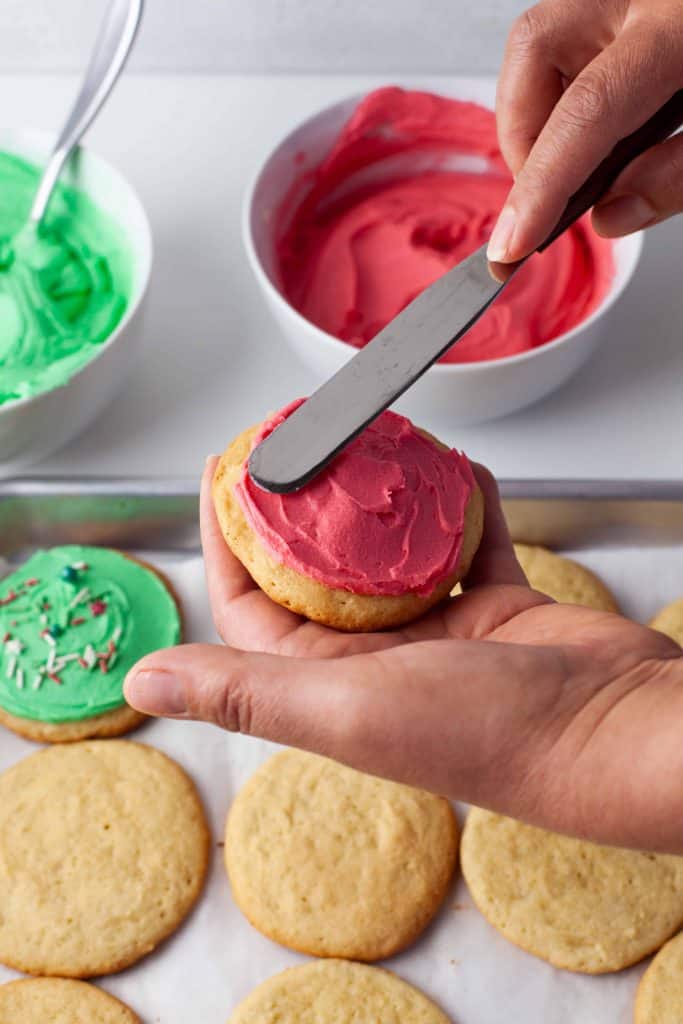 Icing the cream cheese cookies